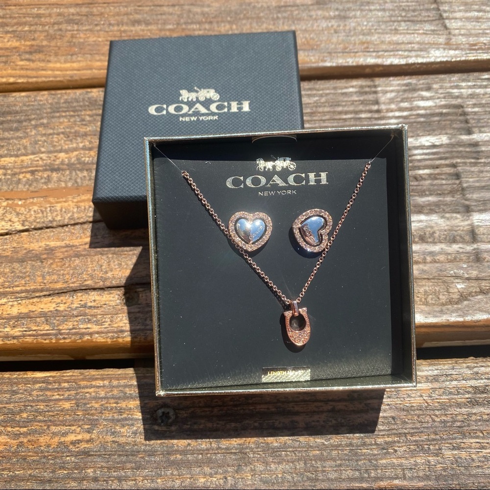 Brand New in the box Coach necklace and earring set.